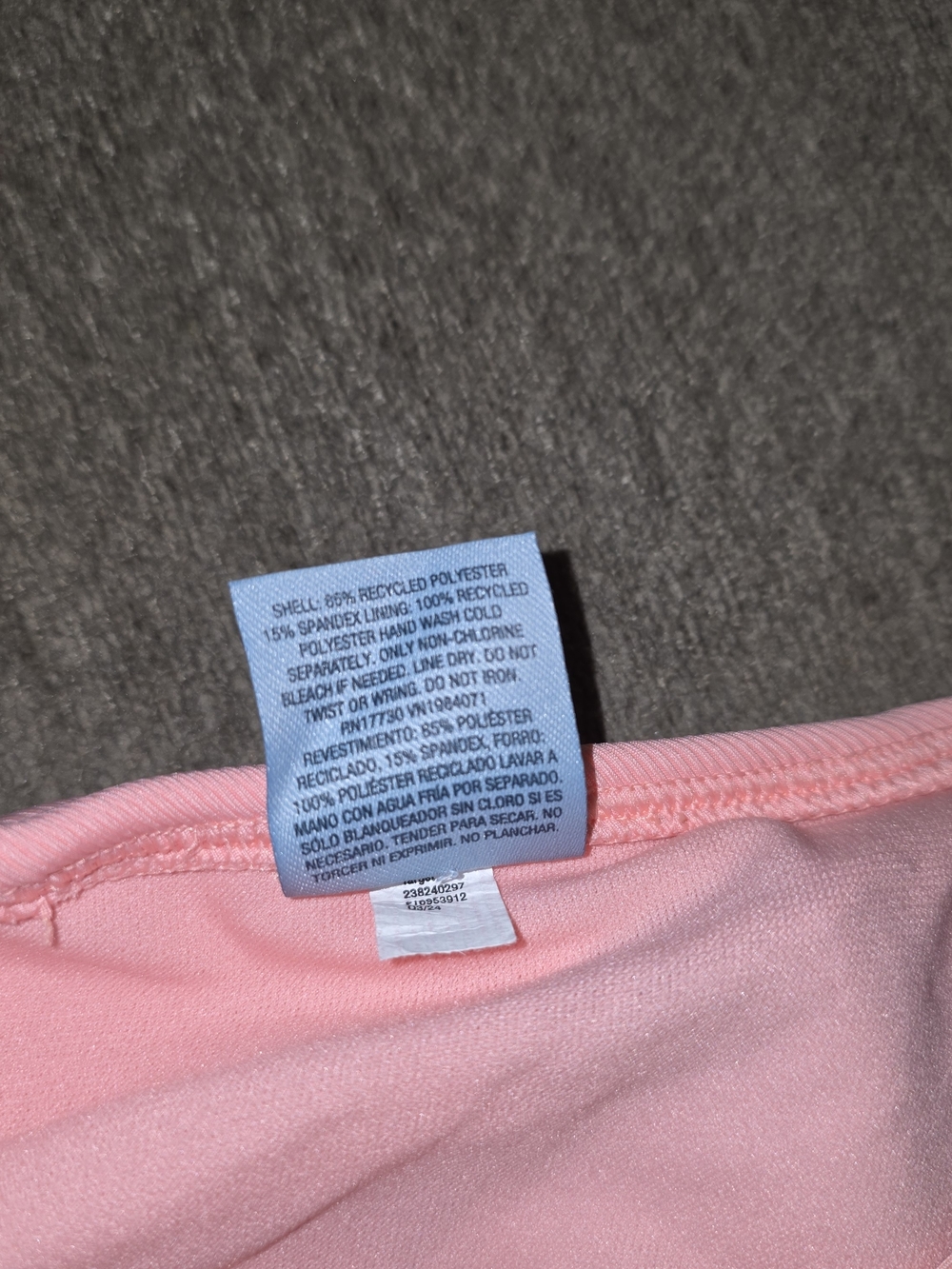Shade & Shore Soft Pink Ribbed Adjustable Drawstring Medium Coverage Size Large - Picture 4 of 7